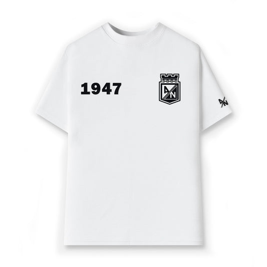 Camiseta Oversize Atletico Nacional Blanca en Tela Premium + Estampado en Relieve 3D Serigrafía - Cluubes⚽
