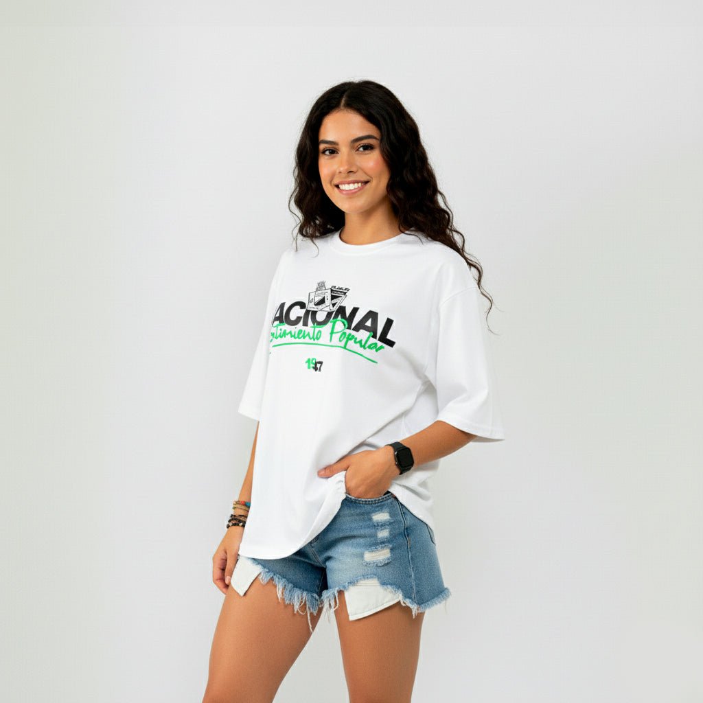 Camiseta Blanca Mujer Sentimiento Popular en 3D - Cluubes