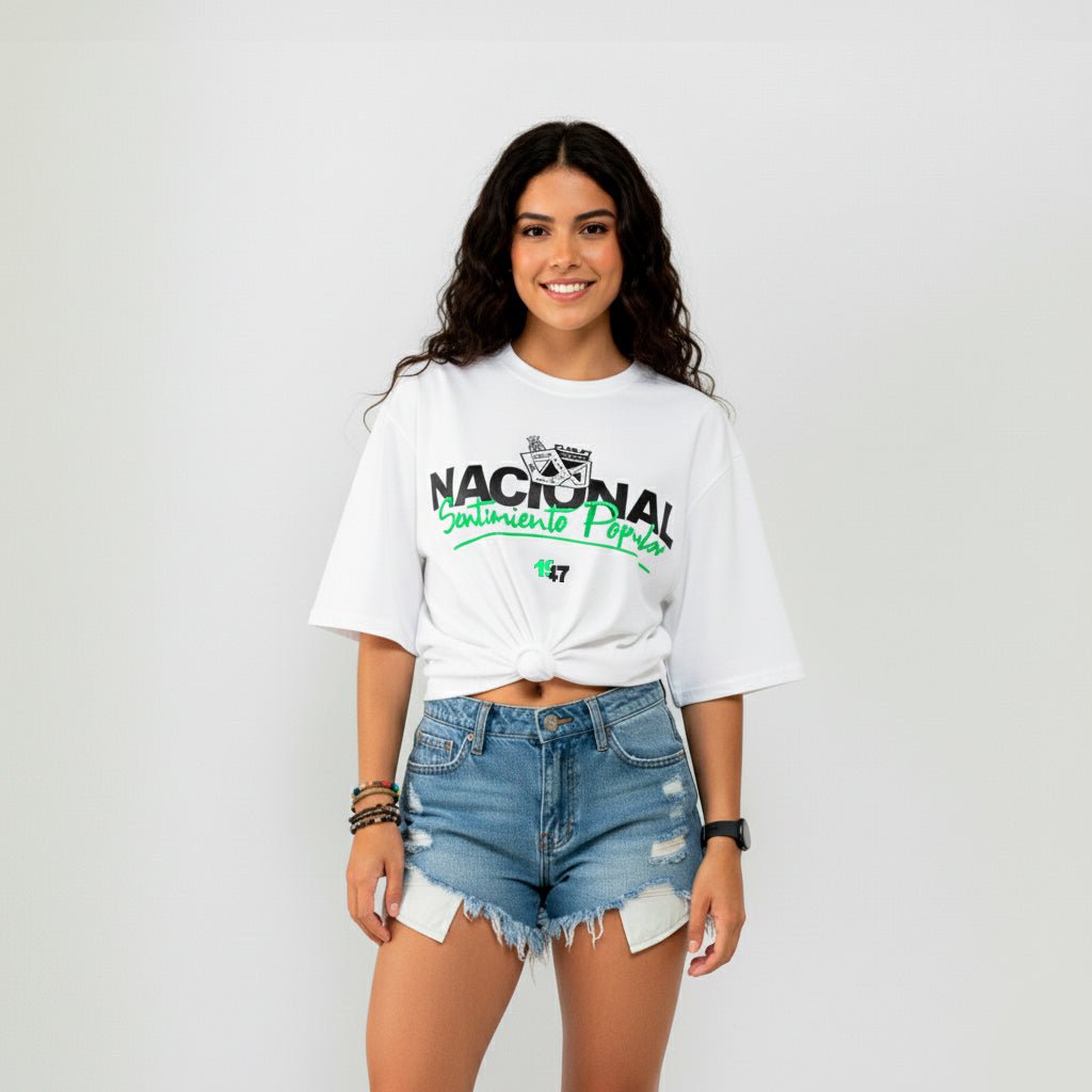 Camiseta Blanca Mujer Sentimiento Popular en 3D - Cluubes