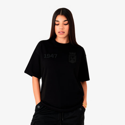 Camiseta Negra Mujer Estampado en 3D - Cluubes