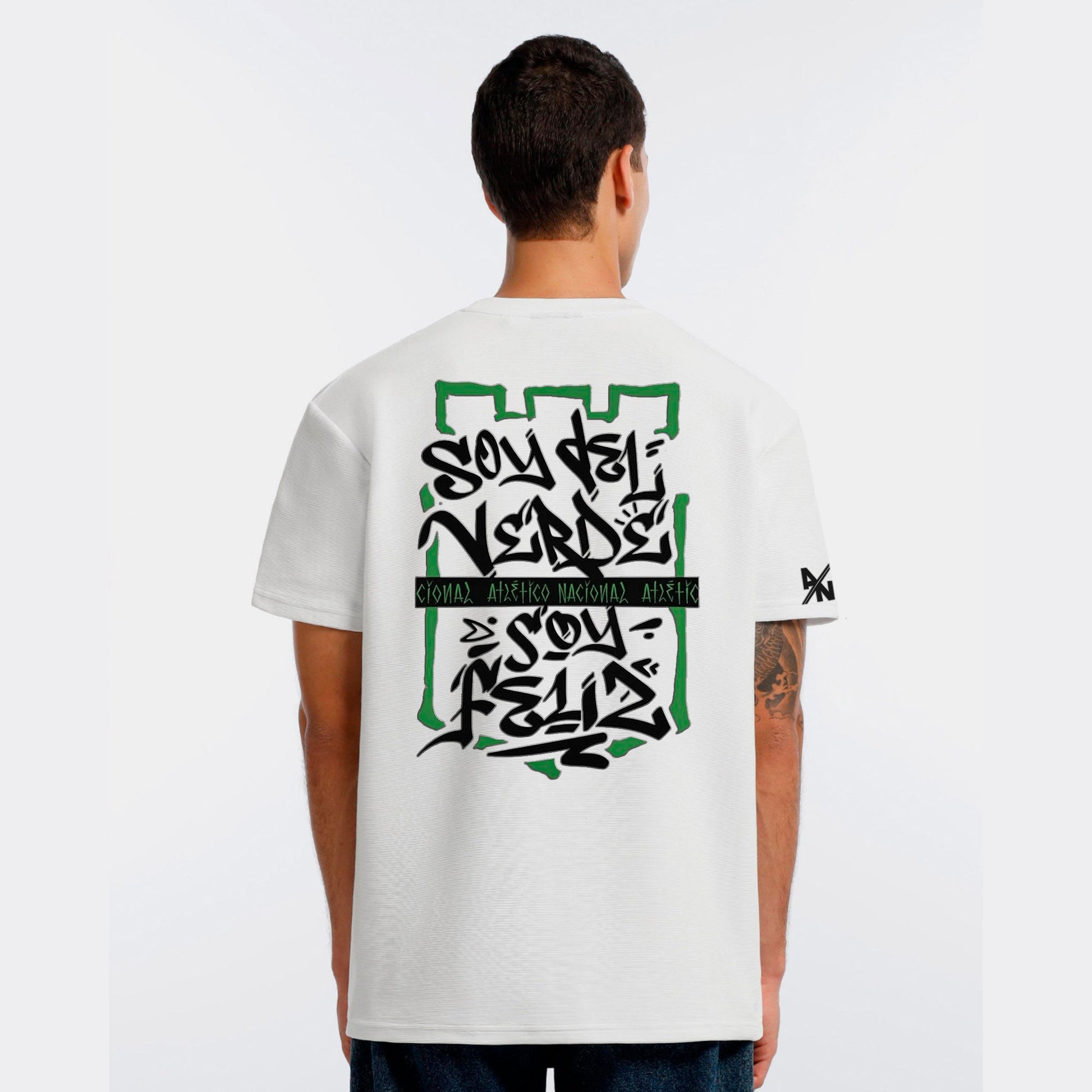 Camiseta Oversize Atletico Nacional Blanca en Tela Premium + Estampado en Relieve 3D Serigrafía - Cluubes⚽